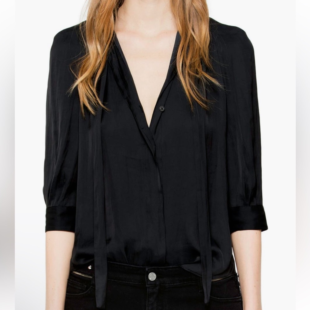 Zadig & Voltaire Tie Neck Satin Blouse Medium